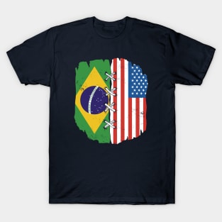 Proud Brazilian American Heritage // Brazil & USA Flags T-Shirt